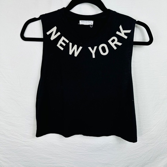 Full Tilt Tops - Full Tilt sleeless top NEW YORK graphic black‎ Size XS